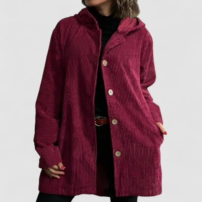 Elodie | Zachte corduroy jas met capuchon