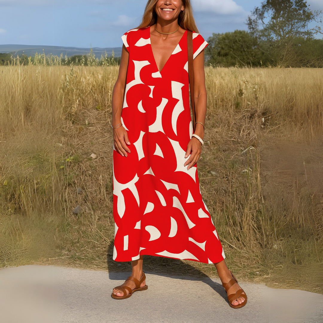 Sophie | Elegante zomerjurk met V-hals en verfijnde print