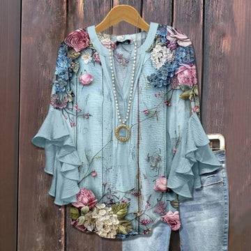 Odette | Bloemenblouse met volantmouwen