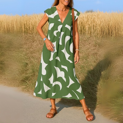 Sophie | Elegante zomerjurk met V-hals en verfijnde print