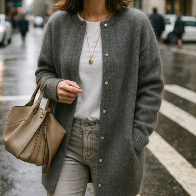 Geneviève | Lange cardigan van zachte wol