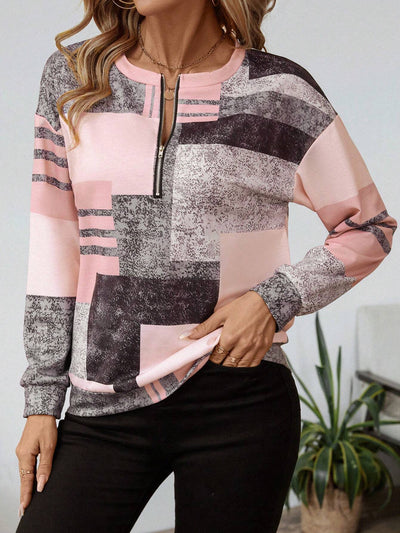 Marisa | Trui met grafische print en ritssluiting