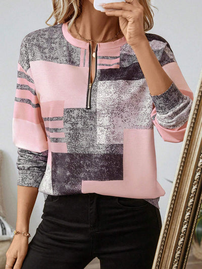 Marisa | Trui met grafische print en ritssluiting