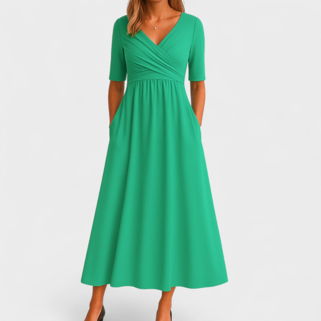 Odilia | Midi-jurk met flatterende taille en vloeiende lijn