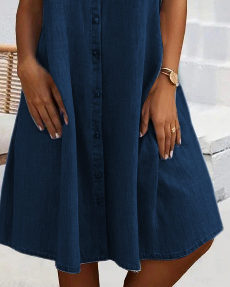 Élise | Midi Denim Jurk met Reversekraag