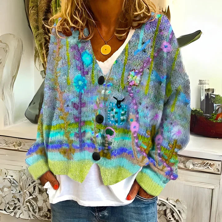 Clémence | Romantische top met multicolor print