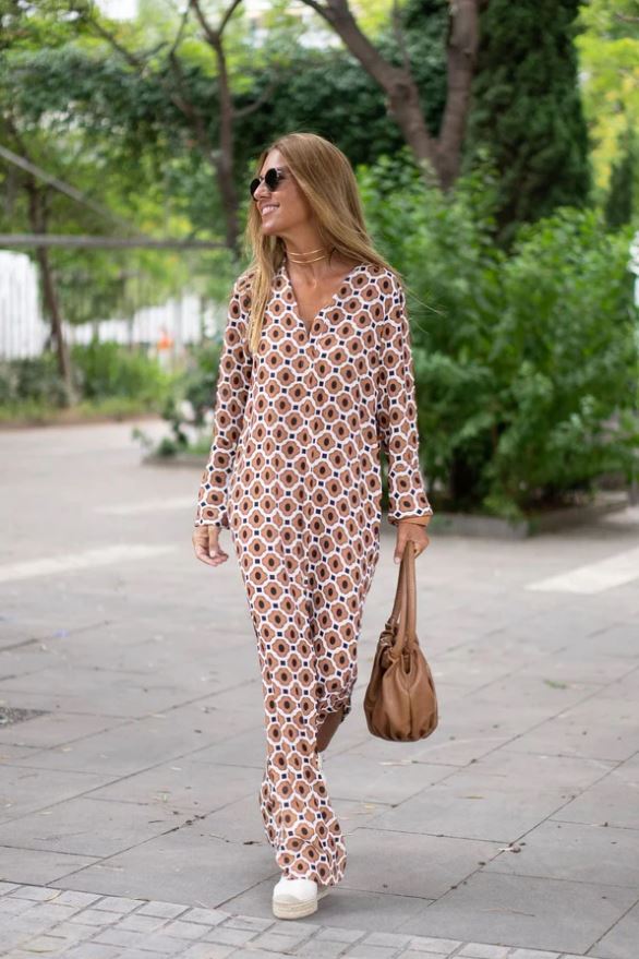 Geraldine - Vestido Elegante con Estampado Marrón