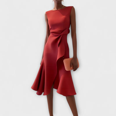 Ariane | Asymmetrische midi-jurk met elegante plooien