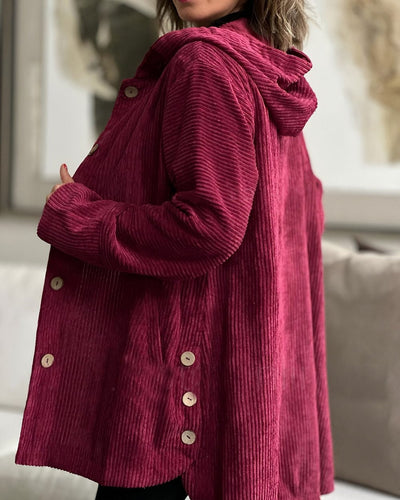 Elodie | Zachte corduroy jas met capuchon