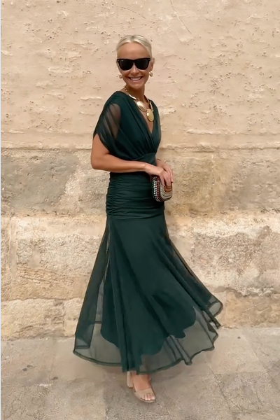 Catarina | Elegante maxi-jurk met V-hals en bloemenprint voor feestjes