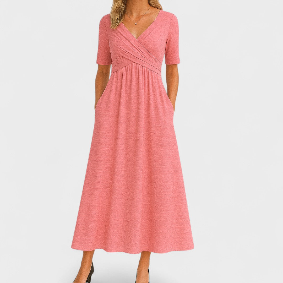 Odilia | Midi-jurk met flatterende taille en vloeiende lijn