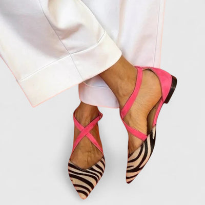 Clarisse | Elegante sandalen met zebra-accent en fuchsiadetail
