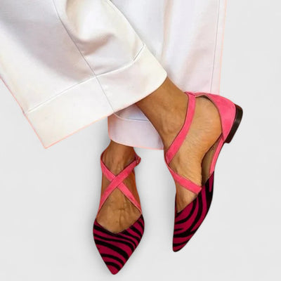 Clarisse | Elegante sandalen met zebra-accent en fuchsiadetail
