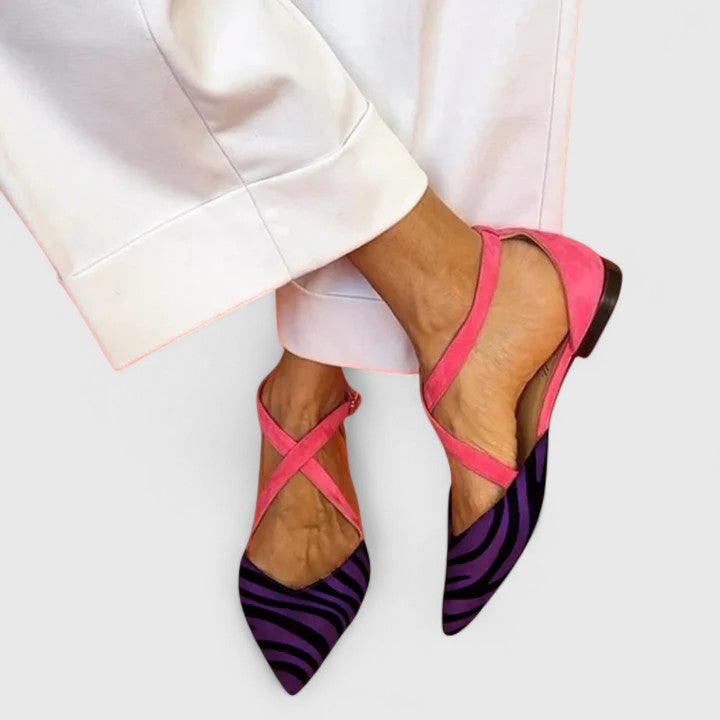 Clarisse | Elegante sandalen met zebra-accent en fuchsiadetail