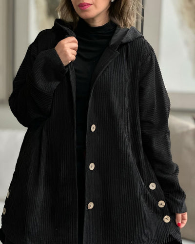 Elodie | Zachte corduroy jas met capuchon