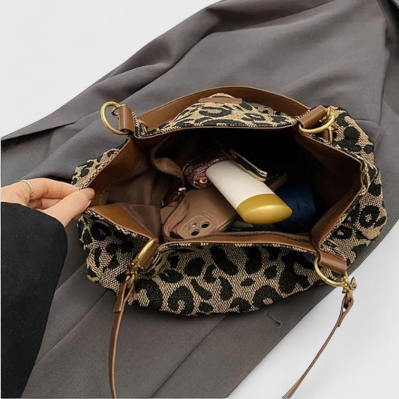 Valérie | Grote tas met elegante luipaardprint