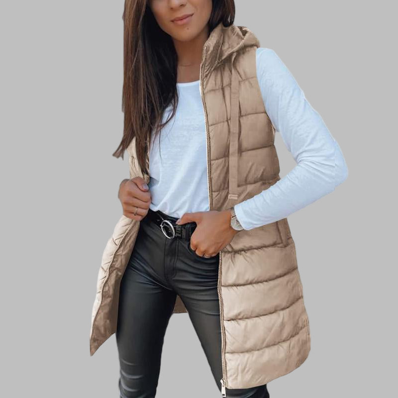 Sabine | Mouwloos gewatteerd vest met capuchon