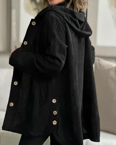 Elodie | Zachte corduroy jas met capuchon