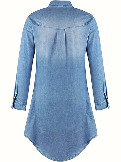 Tess | Denim Midi jurk met Knoopsluiting
