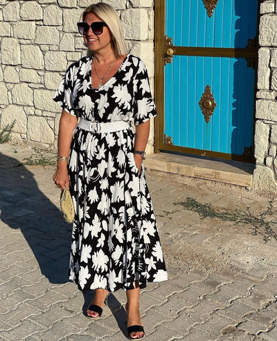Renée | Elegante jurk met flatterende V-hals en soepele taille