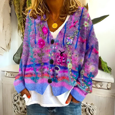 Clémence | Romantische top met multicolor print