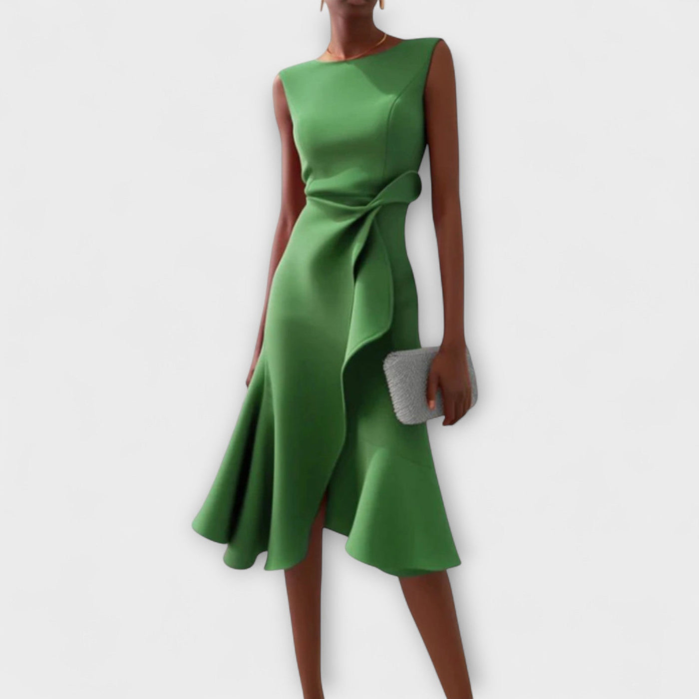 Ariane | Asymmetrische midi-jurk met elegante plooien