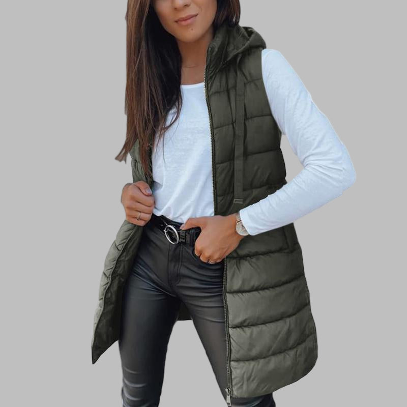 Sabine | Mouwloos gewatteerd vest met capuchon