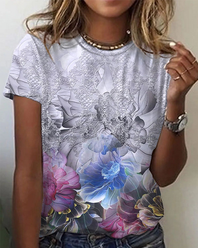 Vila | Eenvoudig bedrukt T-shirt met ronde hals
