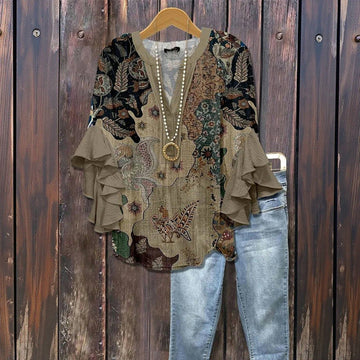 Odette | Bloemenblouse met volantmouwen