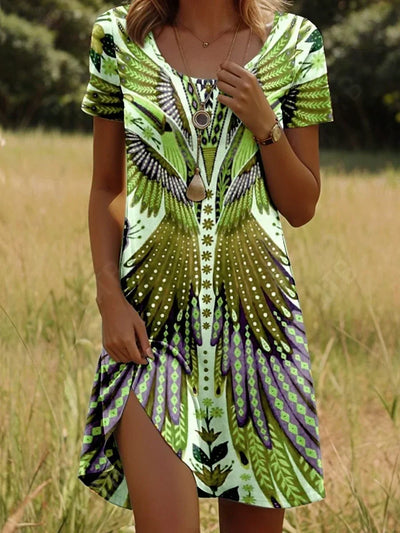 Tessalie | Zomerjurk met artistieke print