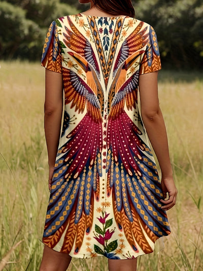 Annette | Elegante bloemenjurk met A-lijn en ronde hals