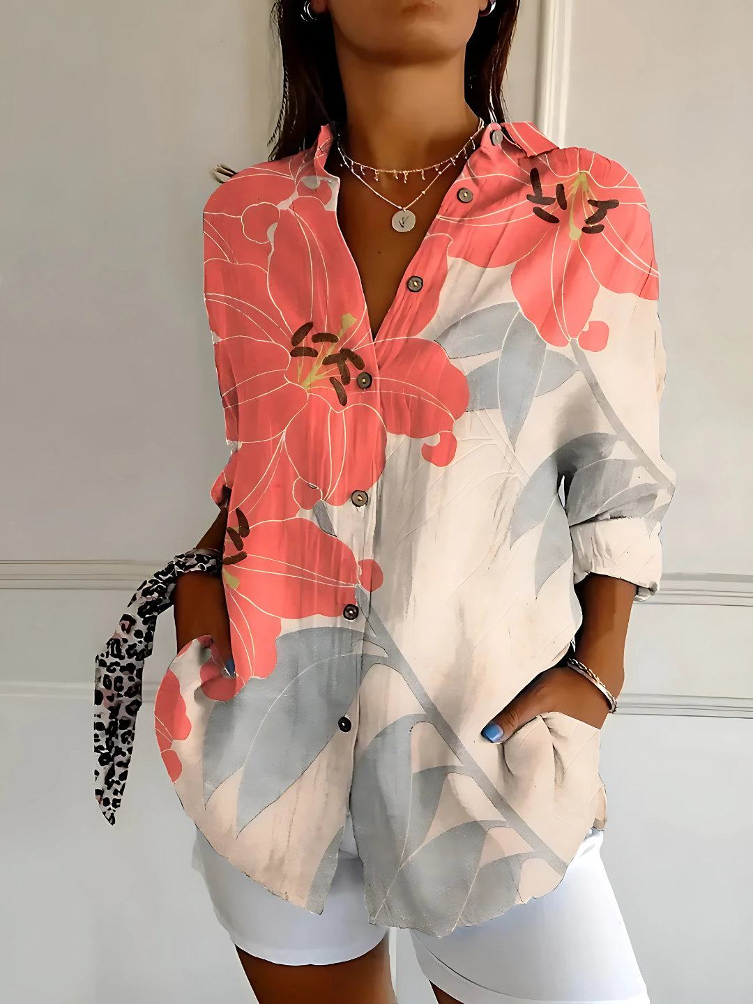 Anneline | Katoenen blouse met levendig bloemenmotief