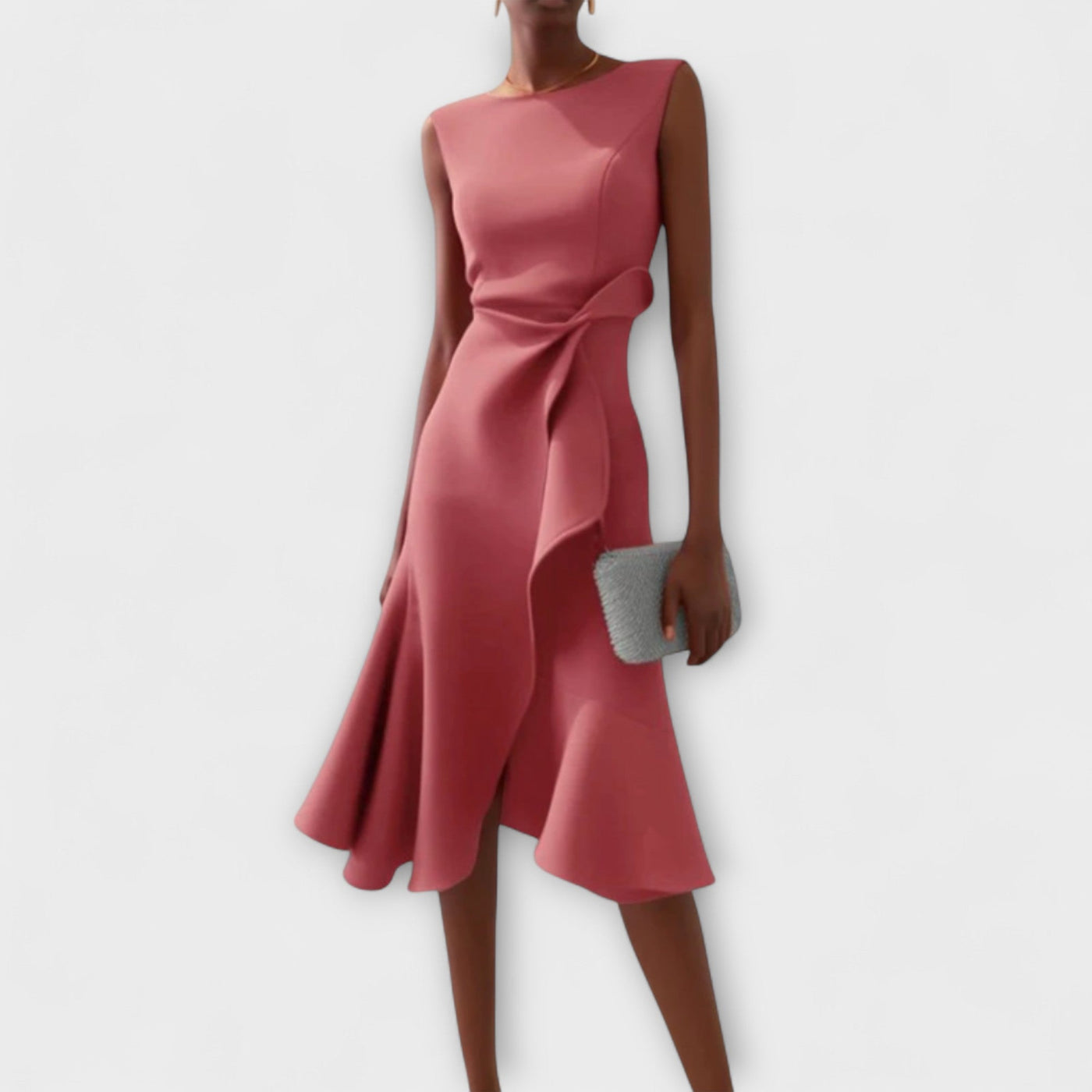 Ariane | Asymmetrische midi-jurk met elegante plooien