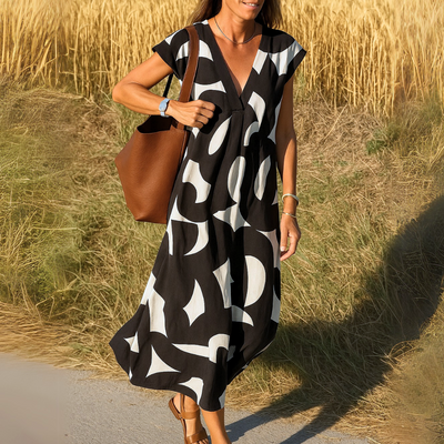 Sophie | Elegante zomerjurk met V-hals en verfijnde print