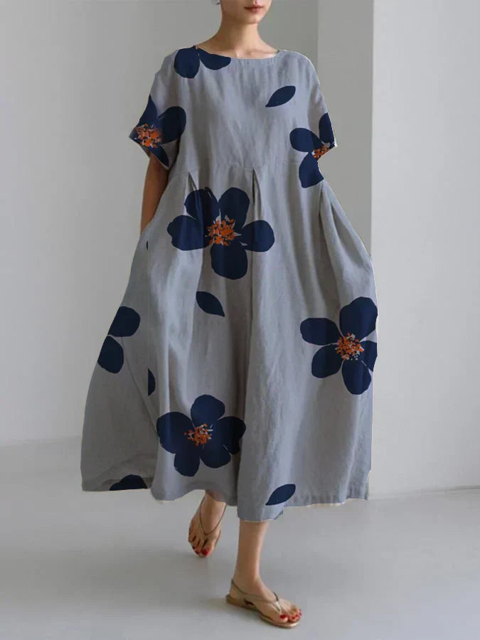 Isadora | Jurk met blauwe bloemenprint