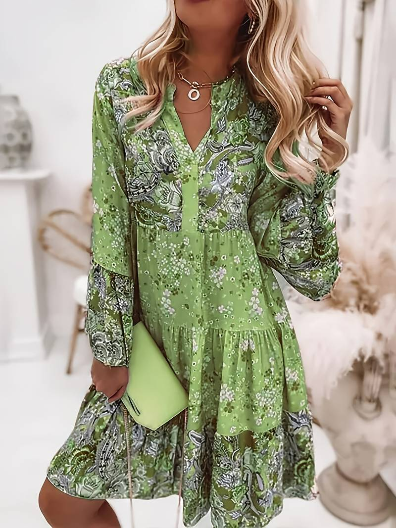 Marise | Boho-jurk met kleurrijke paisleyprint en soepele pasvorm