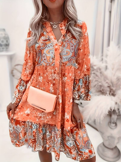 Marise | Boho-jurk met kleurrijke paisleyprint en soepele pasvorm