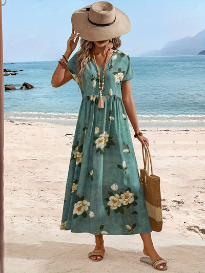 Colette | Midi-jurk met serene bloemenprint