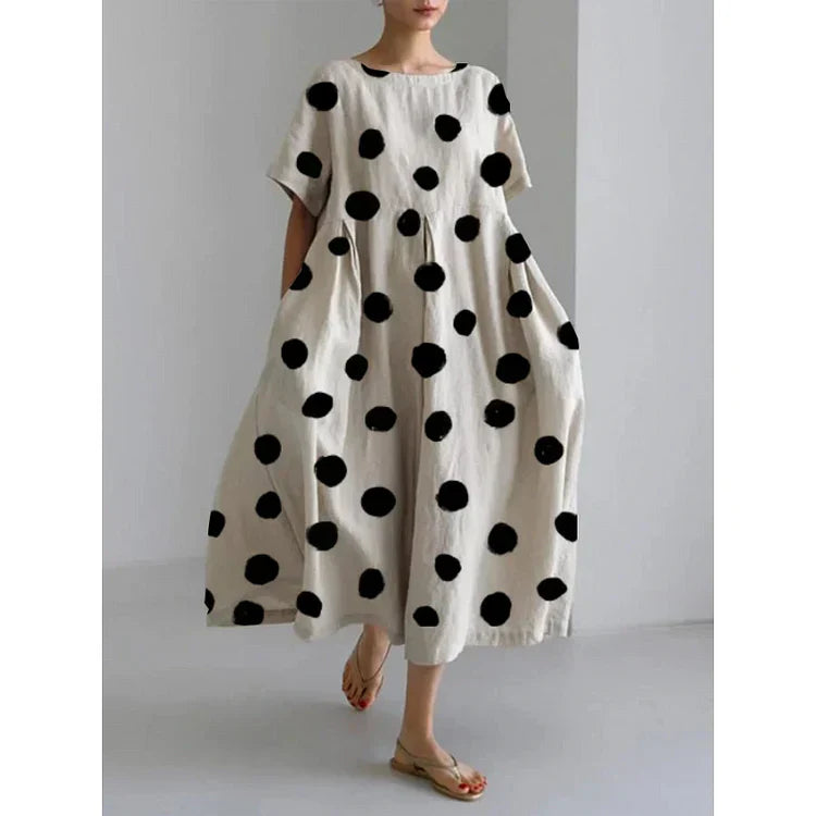 Renée | Midi-jurk met retro polkadot