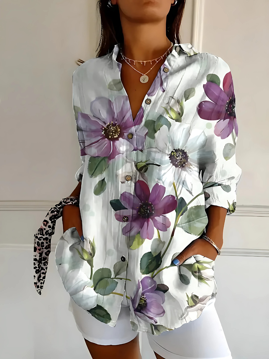 Anneline | Katoenen blouse met levendig bloemenmotief