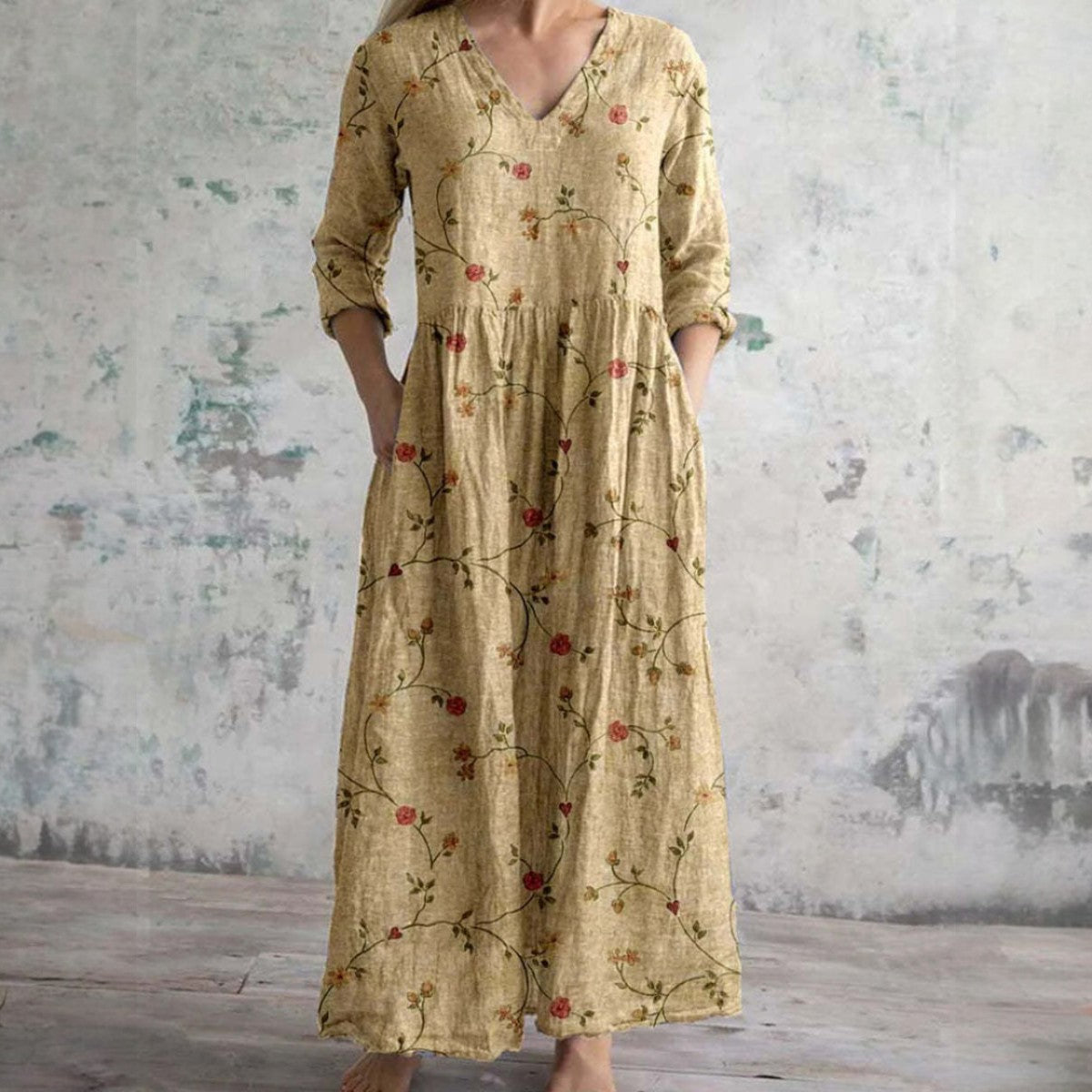 Adriana | Maxi jurk met vintage bloemenprint
