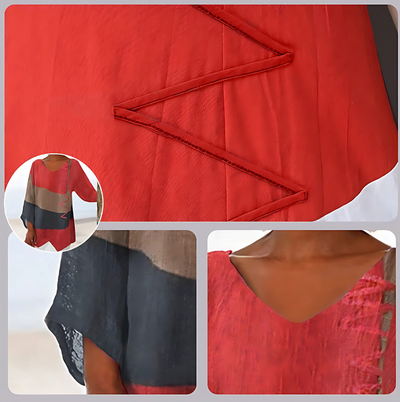 Clairette | Blouse met V-hals en artistieke print in vintage stijl