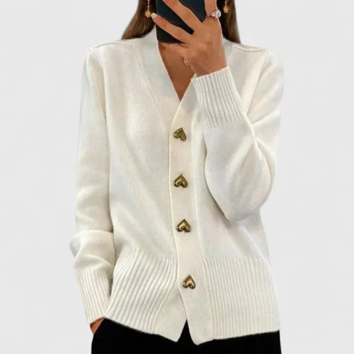 Annette | Elegante cardigan met hartknopen