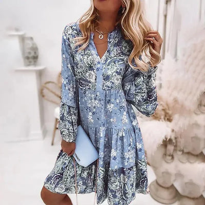 Marise | Boho-jurk met kleurrijke paisleyprint en soepele pasvorm