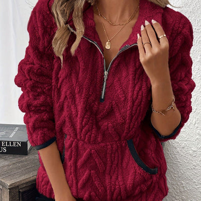 Briella | Fuzzy Sweatshirt met halve rits en zakken
