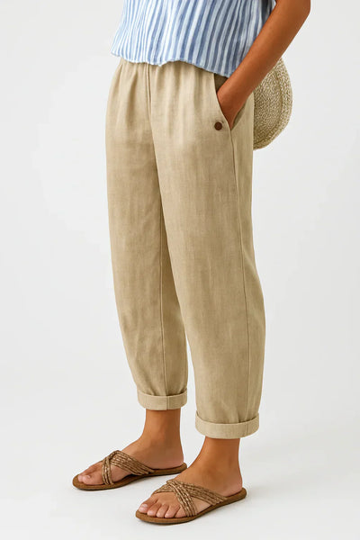 Isaline | Luchtige rechte broek met elastische tailleband