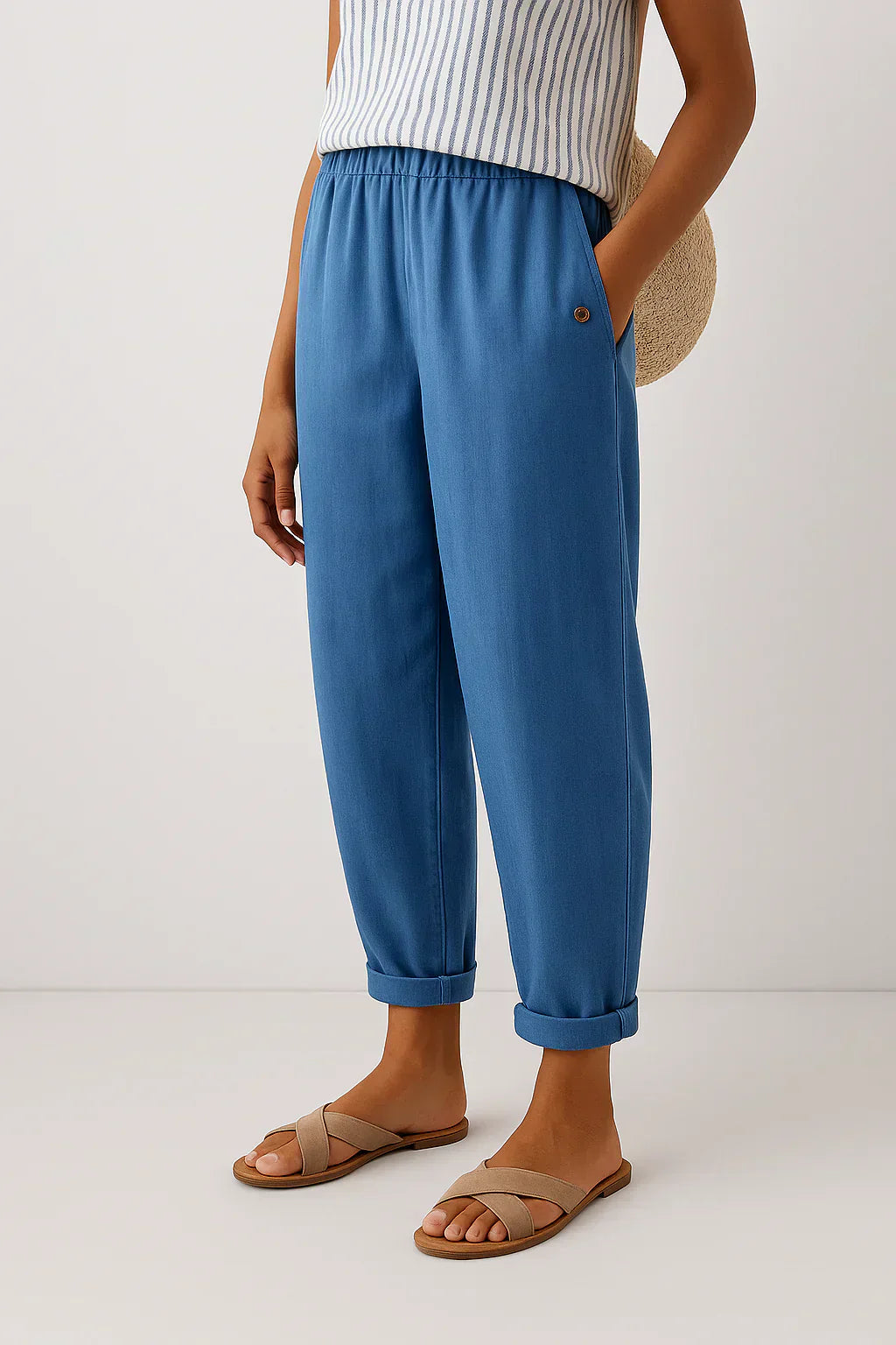 Isaline | Luchtige rechte broek met elastische tailleband