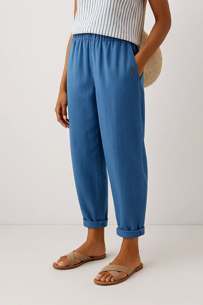 Isaline | Luchtige rechte broek met elastische tailleband