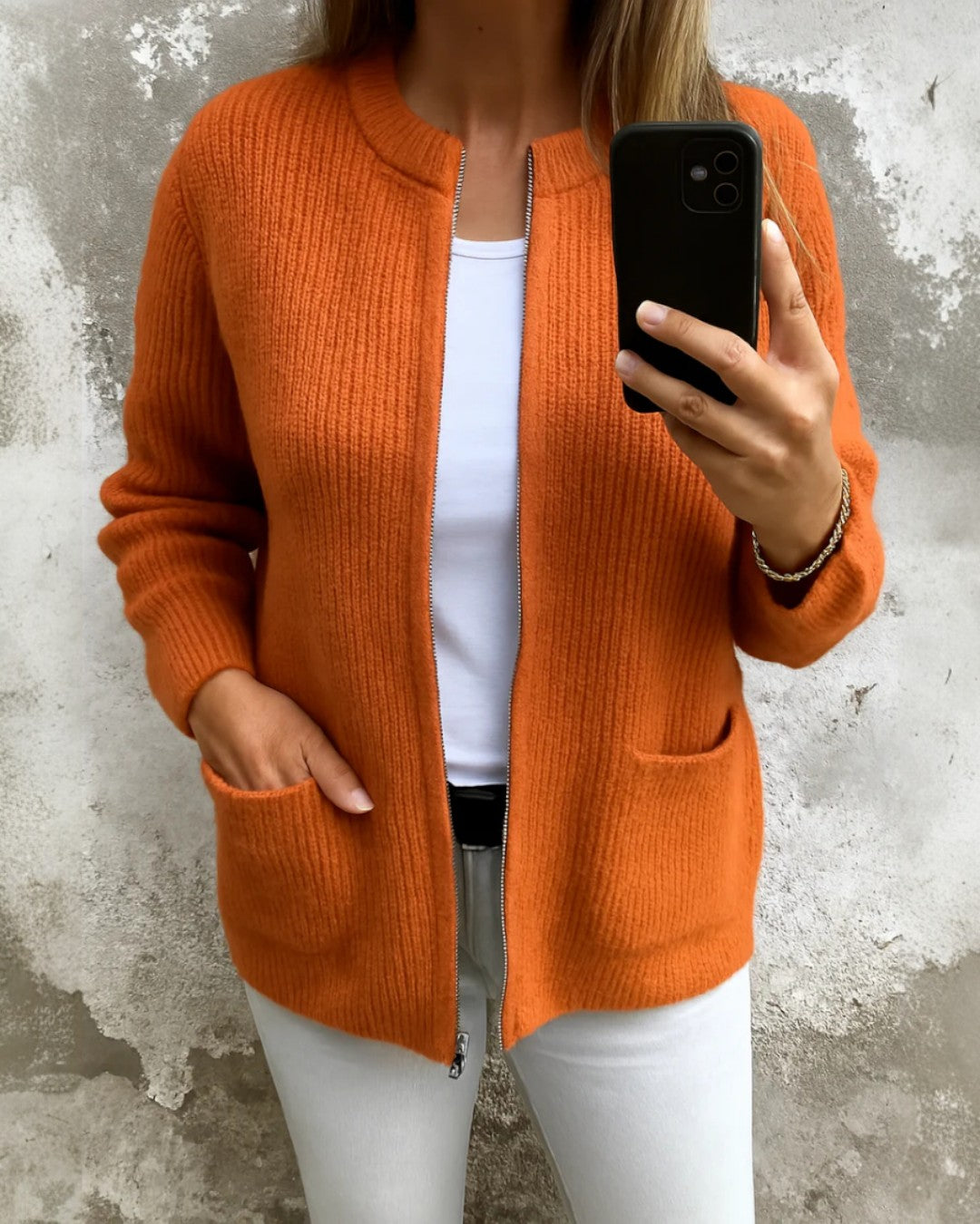 Sarina | Gebreid vest met ritssluiting