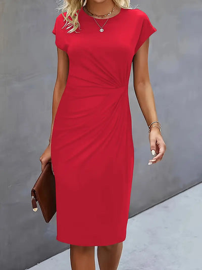 Juliette | Midi Jurk met Subtiele Tailleplooien en Stretchstof